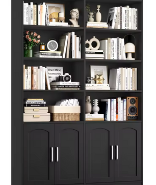 Staande Boekenkast met 12 Vakken & 4 Deuren – Multifunctioneel Opbergrek 115×27×185,5 cm