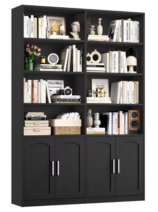 Staande Boekenkast met 12 Vakken & 4 Deuren – Multifunctioneel Opbergrek 115×27×185,5 cm