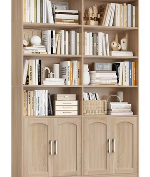 Staande Boekenkast met 12 Vakken & 4 Deuren – Multifunctioneel Opbergrek 115×27×185,5 cm