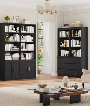 Staande Boekenkast met 12 Vakken & 4 Deuren – Multifunctioneel Opbergrek 115×27×185,5 cm