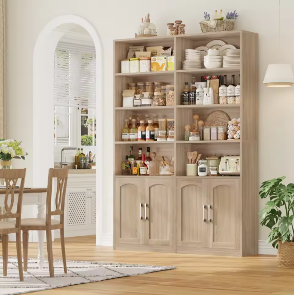 Staande Boekenkast met 12 Vakken & 4 Deuren – Multifunctioneel Opbergrek 115×27×185,5 cm