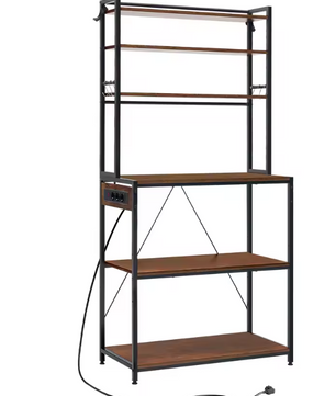Keuken Opbergrek met 6 Planken & Stopcontact – Multifunctioneel Bakkerijrek