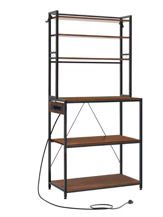 Keuken Opbergrek met 6 Planken & Stopcontact – Multifunctioneel Bakkerijrek