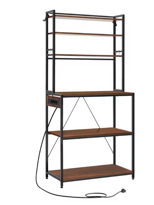 Keuken Opbergrek met 6 Planken & Stopcontact – Multifunctioneel Bakkerijrek
