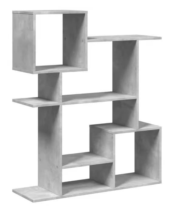 Roomdivider Boekenkast – 5 Vakken, Betonlook & Houtcomposiet