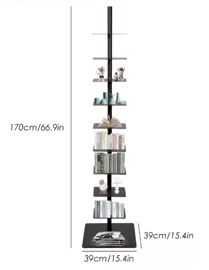9-Laags Verticale Boekenkast – Minimalistisch Spine Design & Ruimtebesparend