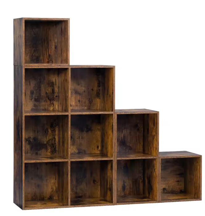 Boekenkast met 6/10 Opbergvakken – Vrijstaand Wandrek van Hout, Industrieel & Multifunctioneel