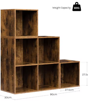 Boekenkast met 6/10 Opbergvakken – Vrijstaand Wandrek van Hout, Industrieel & Multifunctioneel