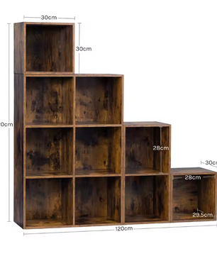 Boekenkast met 6/10 Opbergvakken – Vrijstaand Wandrek van Hout, Industrieel & Multifunctioneel