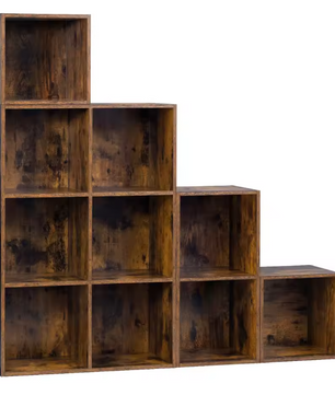 Boekenkast met 6/10 Opbergvakken – Vrijstaand Wandrek van Hout, Industrieel & Multifunctioneel