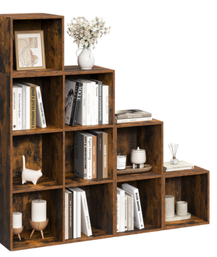 Boekenkast met 6/10 Opbergvakken – Vrijstaand Wandrek van Hout, Industrieel & Multifunctioneel