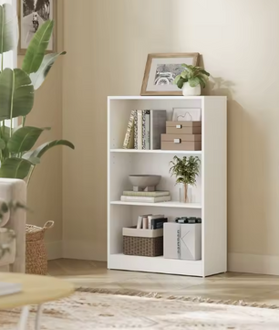 Boekenkast met 3 Niveaus – Scandinavisch Wandrek, Wit & Ruimtebesparend