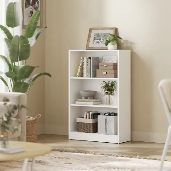 Boekenkast met 3 Niveaus – Scandinavisch Wandrek, Wit & Ruimtebesparend