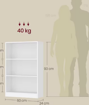 Boekenkast met 3 Niveaus – Scandinavisch Wandrek, Wit & Ruimtebesparend