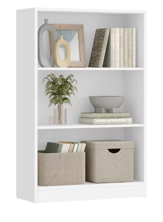 Boekenkast met 3 Niveaus – Scandinavisch Wandrek, Wit & Ruimtebesparend