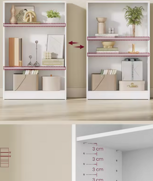 Boekenkast met 3 Niveaus – Scandinavisch Wandrek, Wit & Ruimtebesparend