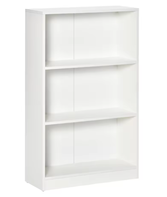 Boekenkast met 3 Open Vakken – Moderne Opbergkast van Hout, Wit & Functioneel