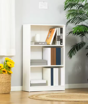 Boekenkast met 3 Open Vakken – Moderne Opbergkast van Hout, Wit & Functioneel