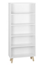 Boekenkast met 5 Vakken – Moderne Staande Opbergkast van Hout & Metaal, Wit/Licht Eiken