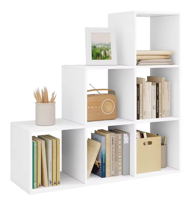 Witte Boekenkast met 6 Vakken – Moderne Opbergkast 90 cm