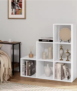 Witte Boekenkast met 6 Vakken – Moderne Opbergkast 90 cm