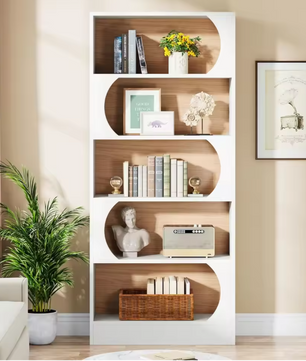 Moderne Witte Boekenkast – 5-Lagen Open Vakkenkast 90 cm