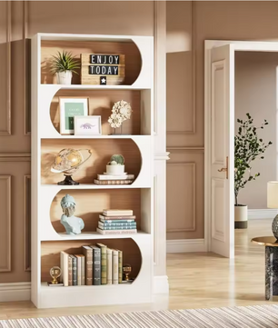 Moderne Witte Boekenkast – 5-Lagen Open Vakkenkast 90 cm