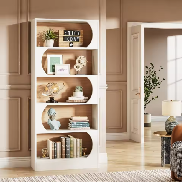 Moderne Witte Boekenkast – 5-Lagen Open Vakkenkast 90 cm