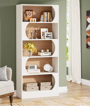 Moderne Witte Boekenkast – 5-Lagen Open Vakkenkast 90 cm