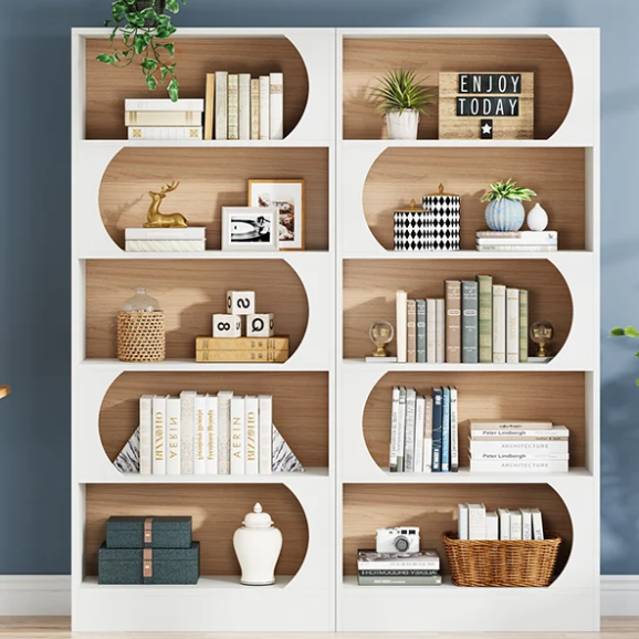 Moderne Witte Boekenkast – 5-Lagen Open Vakkenkast 90 cm