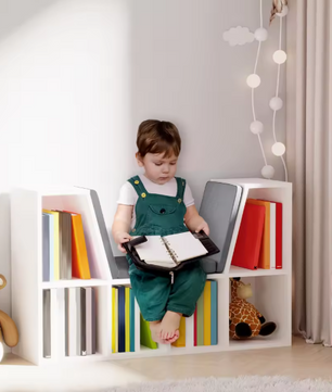 Boekenkast met Zitplaats – Kinderkast met 6 Vakken & Kussen