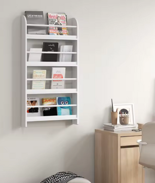 Wandboekenkast met 4 Planken – Compact & Waterbestendig, 59x12x113 cm