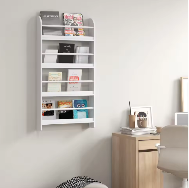 Wandboekenkast met 4 Planken – Compact & Waterbestendig, 59x12x113 cm
