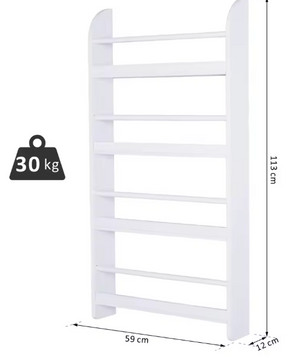 Wandboekenkast met 4 Planken – Compact & Waterbestendig, 59x12x113 cm