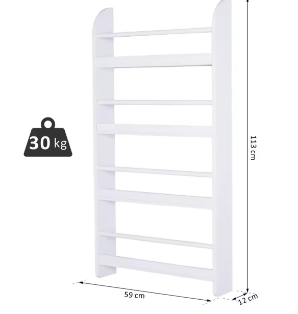 Wandboekenkast met 4 Planken – Compact & Waterbestendig, 59x12x113 cm