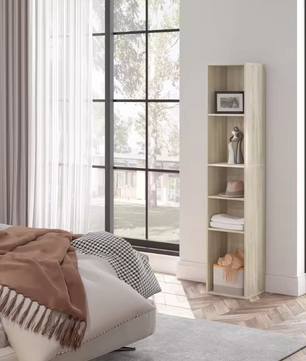 Boekenkast met 5 Vakken – Vrijstaand & Compact Opbergrek 151 cm Hoog