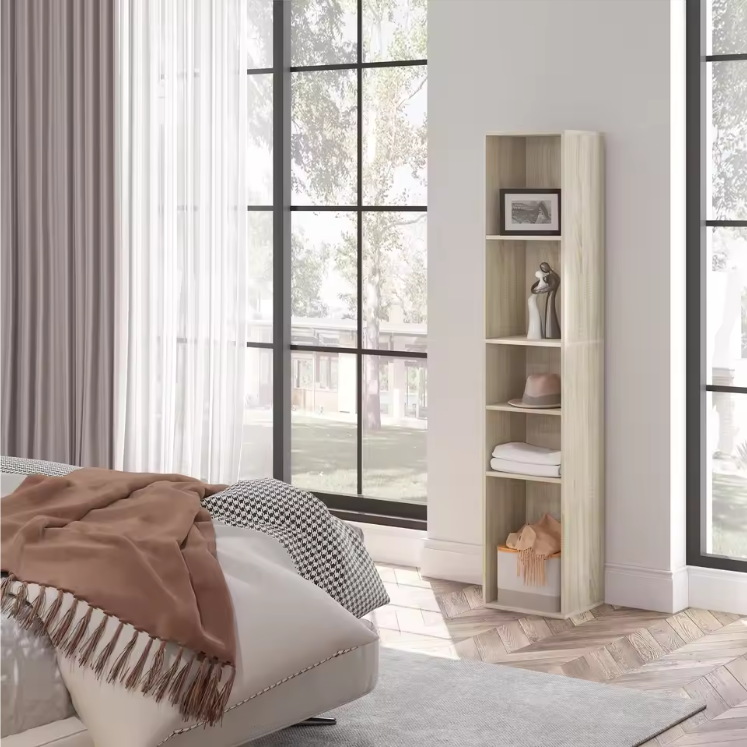 Boekenkast met 5 Vakken – Vrijstaand & Compact Opbergrek 151 cm Hoog