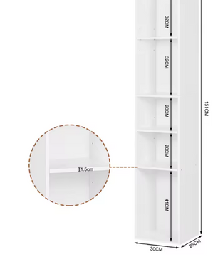 Boekenkast met 5 Vakken – Vrijstaand & Compact Opbergrek 151 cm Hoog