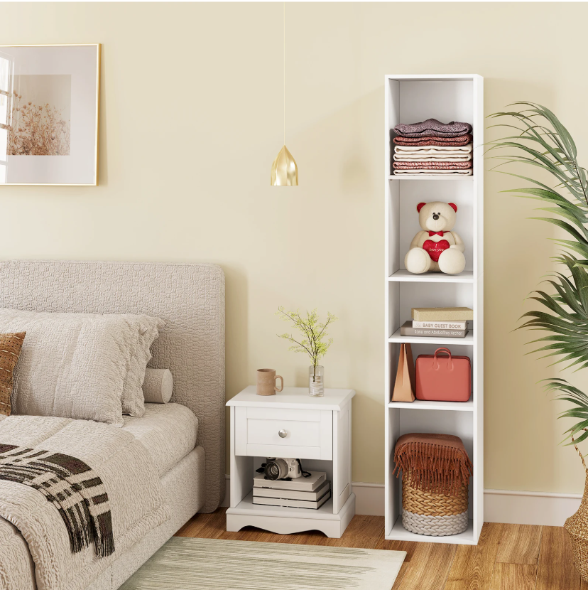 Boekenkast met 5 Vakken – Vrijstaand & Compact Opbergrek 151 cm Hoog