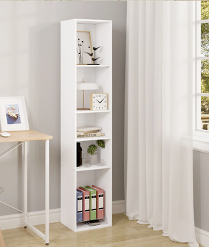 Boekenkast met 5 Vakken – Vrijstaand & Compact Opbergrek 151 cm Hoog