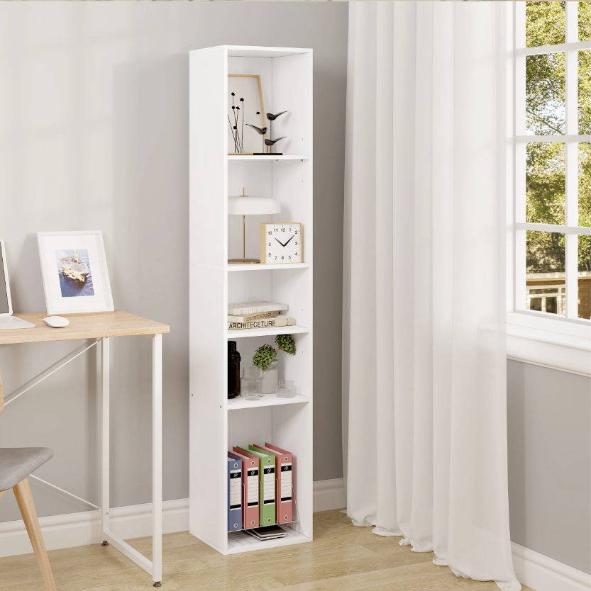Boekenkast met 5 Vakken – Vrijstaand & Compact Opbergrek 151 cm Hoog