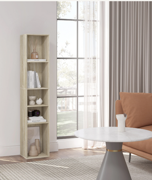 Boekenkast met 5 Vakken – Vrijstaand & Compact Opbergrek 151 cm Hoog