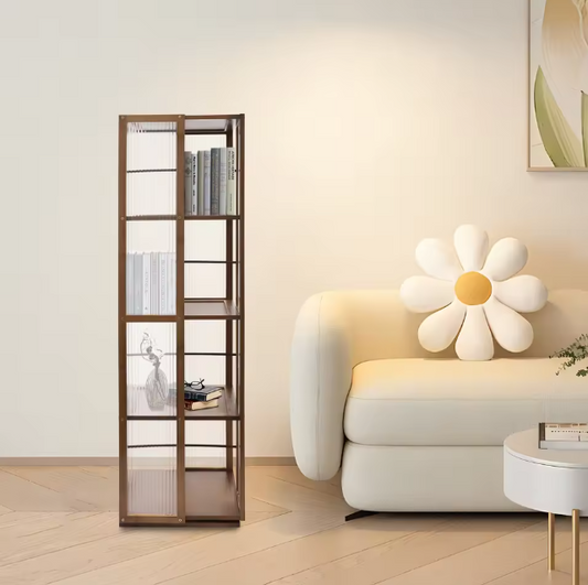 Draaibare Boekenkast 360° – Bamboe Opbergrek met 4 Lagen, 123 cm Hoog