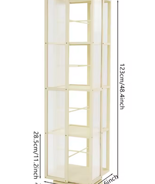 Draaibare Boekenkast 360° – Bamboe Opbergrek met 4 Lagen, 123 cm Hoog