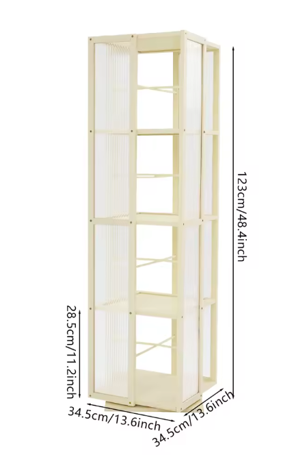 Draaibare Boekenkast 360° – Bamboe Opbergrek met 4 Lagen, 123 cm Hoog