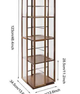 Draaibare Boekenkast 360° – Bamboe Opbergrek met 4 Lagen, 123 cm Hoog