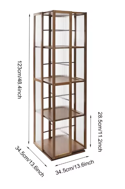 Draaibare Boekenkast 360° – Bamboe Opbergrek met 4 Lagen, 123 cm Hoog