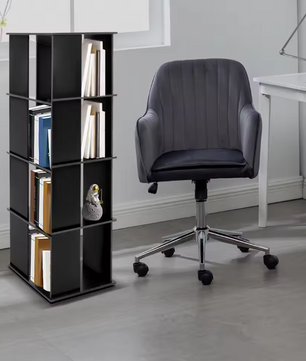 Draaibare Boekenkast 360° – Zwarte Boekenkolom met 4 Lagen, 127 cm Hoog