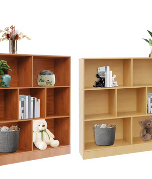 Boekenkast met 3 Lagen – Houten Opbergrek met 7 Vakken, 100 cm Breed
