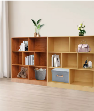 Boekenkast met 3 Lagen – Houten Opbergrek met 7 Vakken, 100 cm Breed